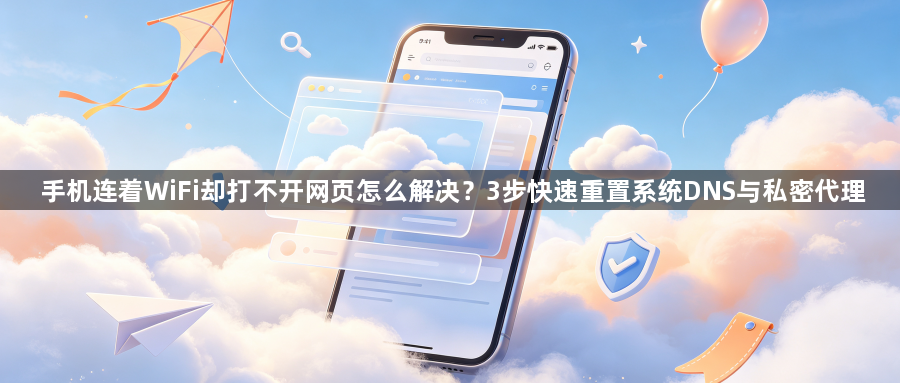 手机连着WiFi却打不开网页怎么解决？3步快速重置系统DNS与私密代理1